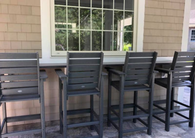 picture of bar stools outside of the boat house