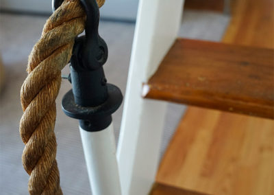 picture of rope stair railing- ocean getaway